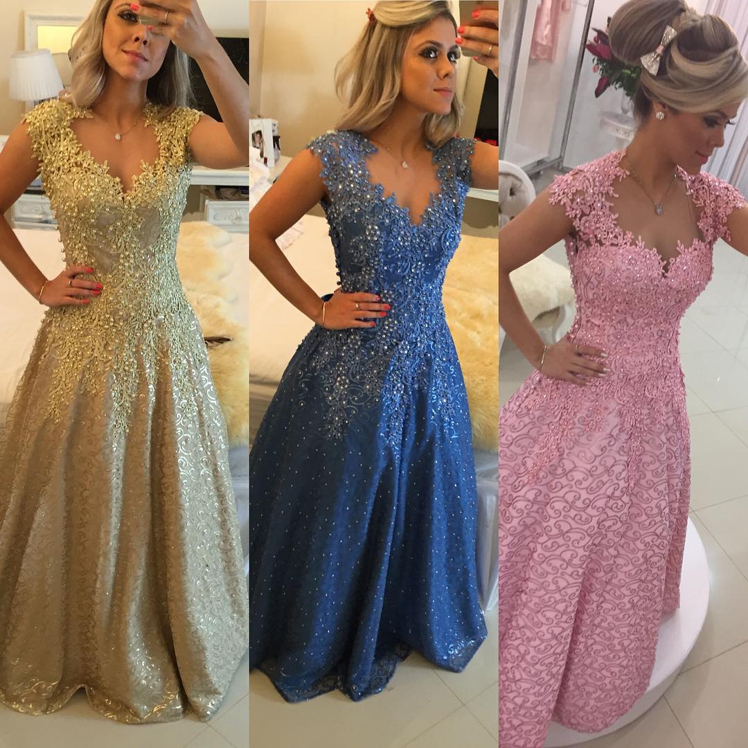 Gorgeous Cap Sleeve Lace Appliques Prom Dress UKes UK Floor Length Formal Wear