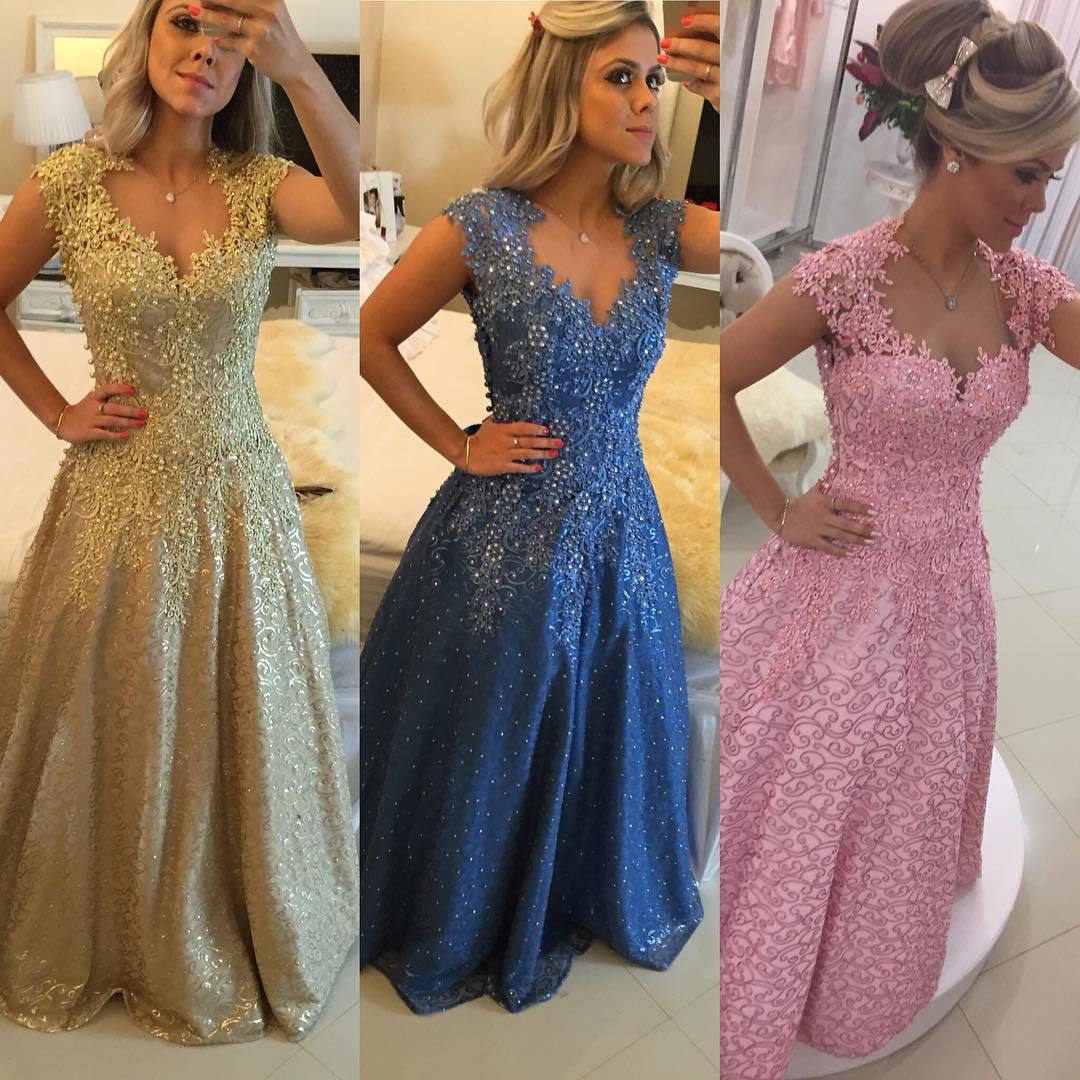 Gorgeous Cap Sleeve Lace Appliques Prom Dress UKes UK Floor Length Formal Wear