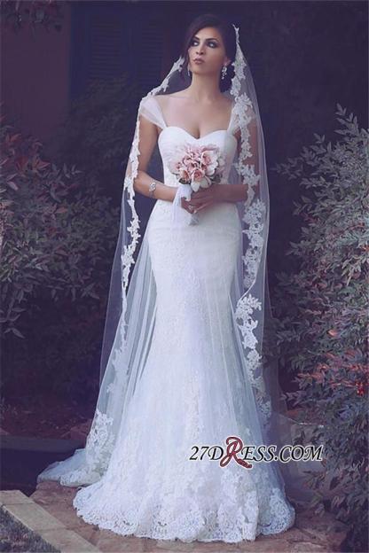 Straps Appliques Elegant Tulle Sweetheart Sexy Mermaid Wedding Dresses UK