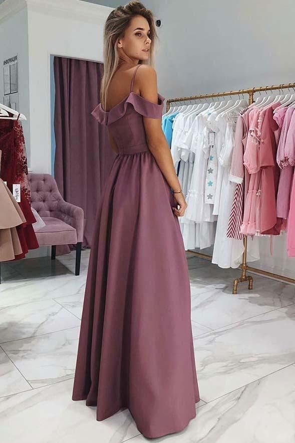 Sexy Ruffles Spaghetti-Strap Prom Dress UKes UK Side slit Sleeveless Evening Dress UKes UK