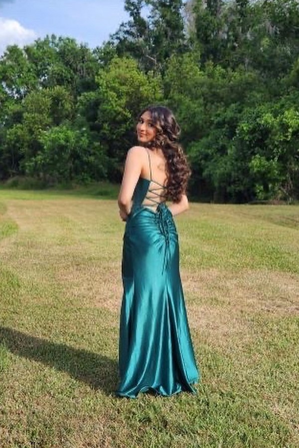 Sexy Sweetheart Side Slit Prom Dress Spaghetti Straps Long Slim Party Dress