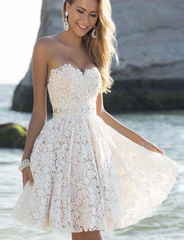 Stunning Cute Sweetheart A-Line Lace Flower Short Prom Homecoming Dress UK