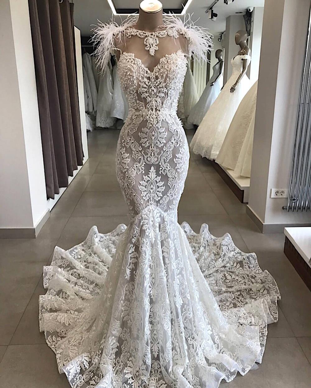 Gorgeous Mermaid Wedding Dress Sweetheart Lace Bridal Gown