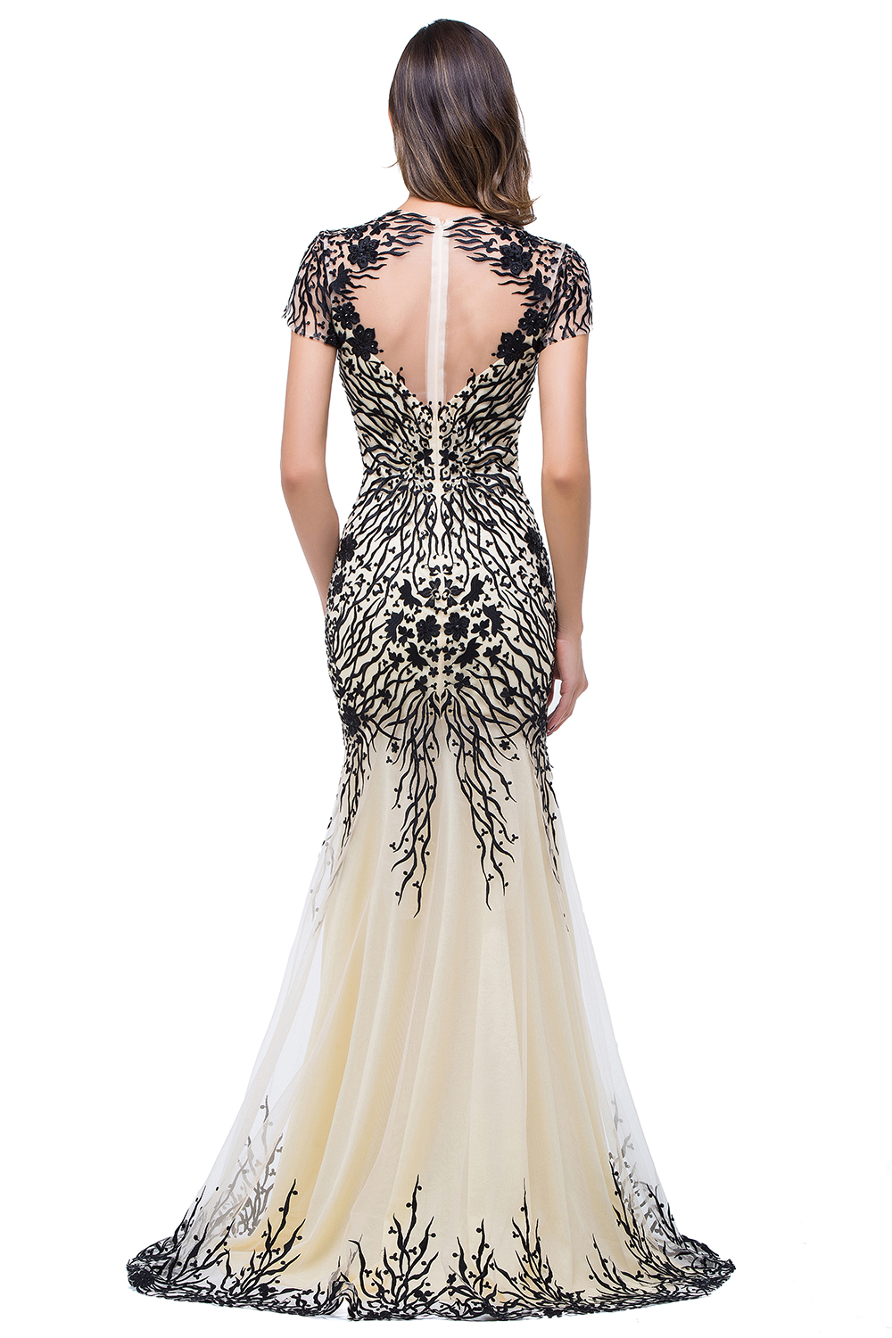Sparkly Cap Sleeve Mother Of the Bride Dress UK Appliques Mermaid Evening Gown