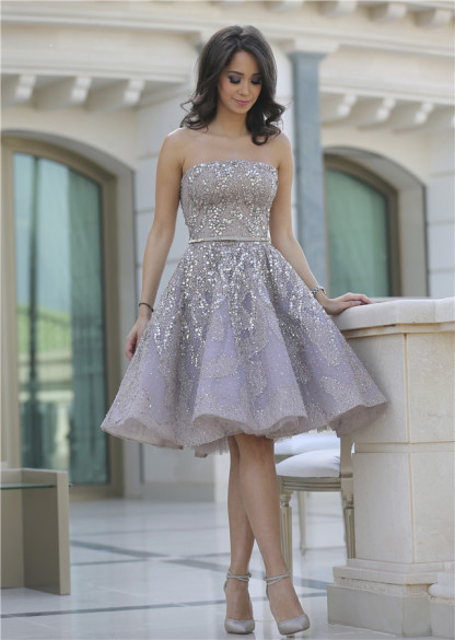 Luxury Strapless Sequins Appliques Short Homecoming Dress UK MH