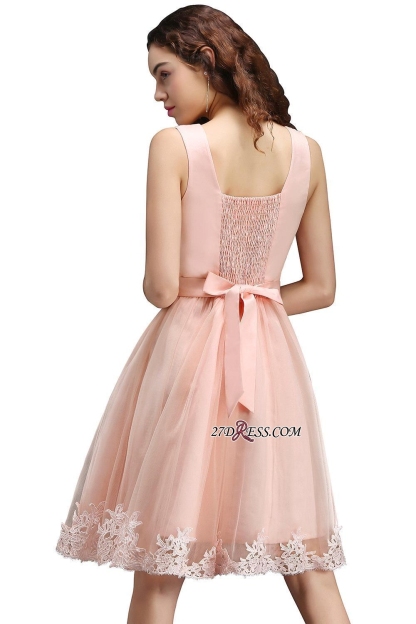 Sleeveless Sexy Short Tulle Lace Bowknot Homecoming Dress UK