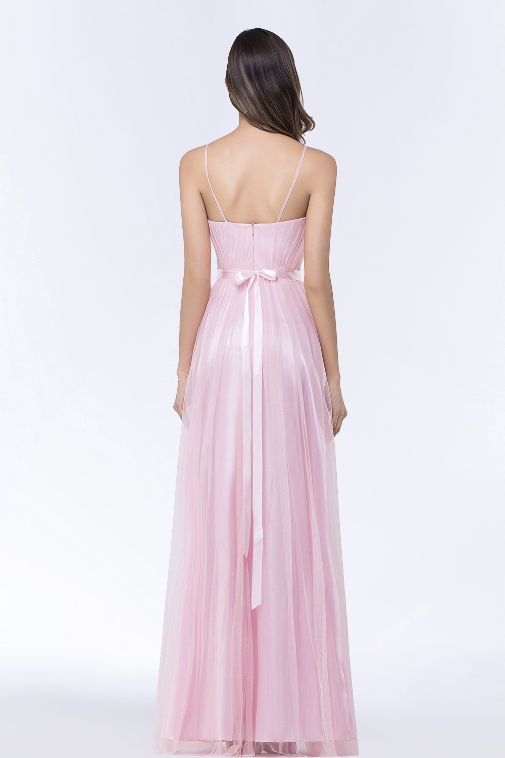 Modest Spaghetti-Straps Sweetheart Long Bridesmaid Dress