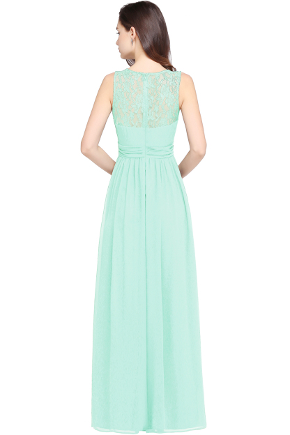 Elegant Ruched Chiffon Bridesmaid Dress Sleeveless Floral Lace Floor Length Dress for Casual Wear