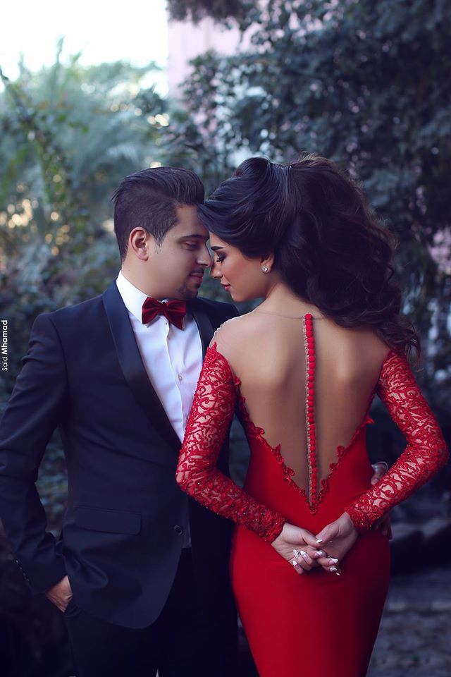 Elegant Red Long Sleeve Lace Evening Dress UK Mermaid Zipper Button Back