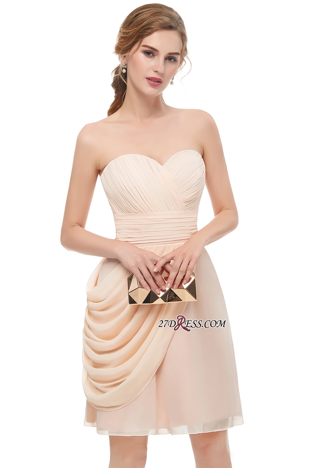 Short Cocktail Chiffon Strapless Sheath Simple Homecoming Dress UKes UK