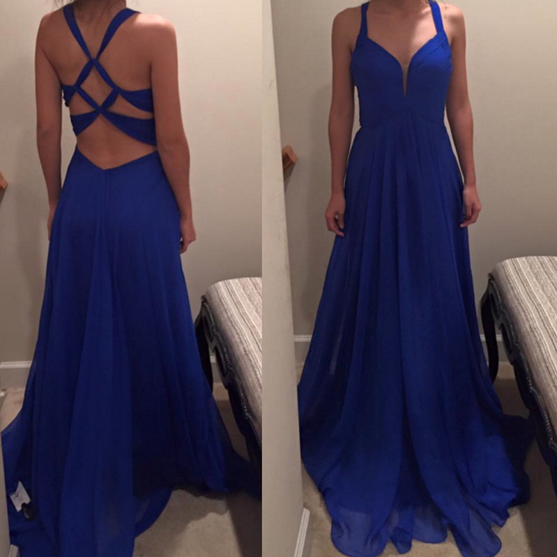 Sexy Royal Blue Long Chiffon Prom Dress UK Special Back IG050-27Dress.co.uk