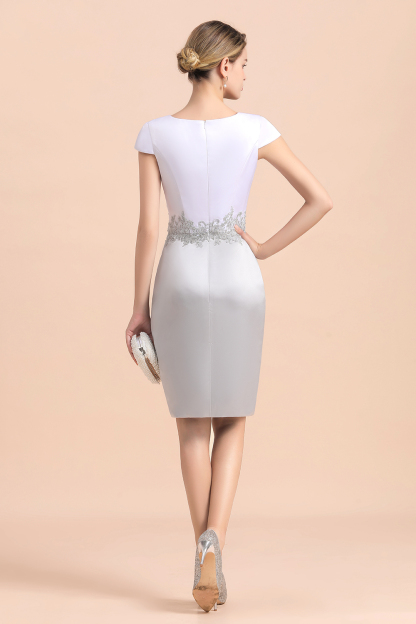 Chic Silve Short Mother Of the Bride Dress Knee-Length Wedding Party Gowns