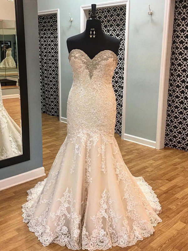 Court Train Tulle Sexy Mermaid Sleeveless Applique Sweetheart Wedding Dresses UK