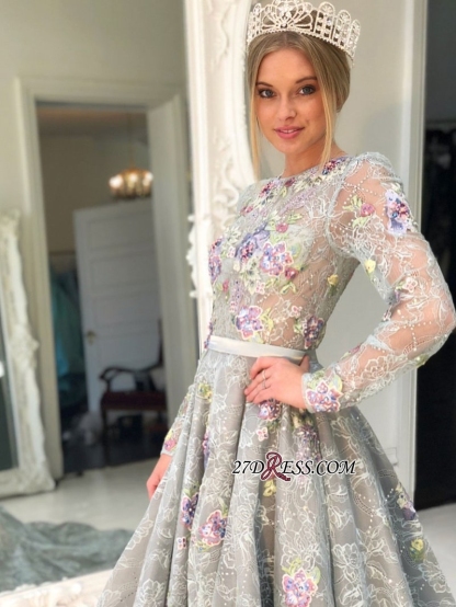 Long Sleeve Lace Evening Gowns | Princess Prom Dress UK