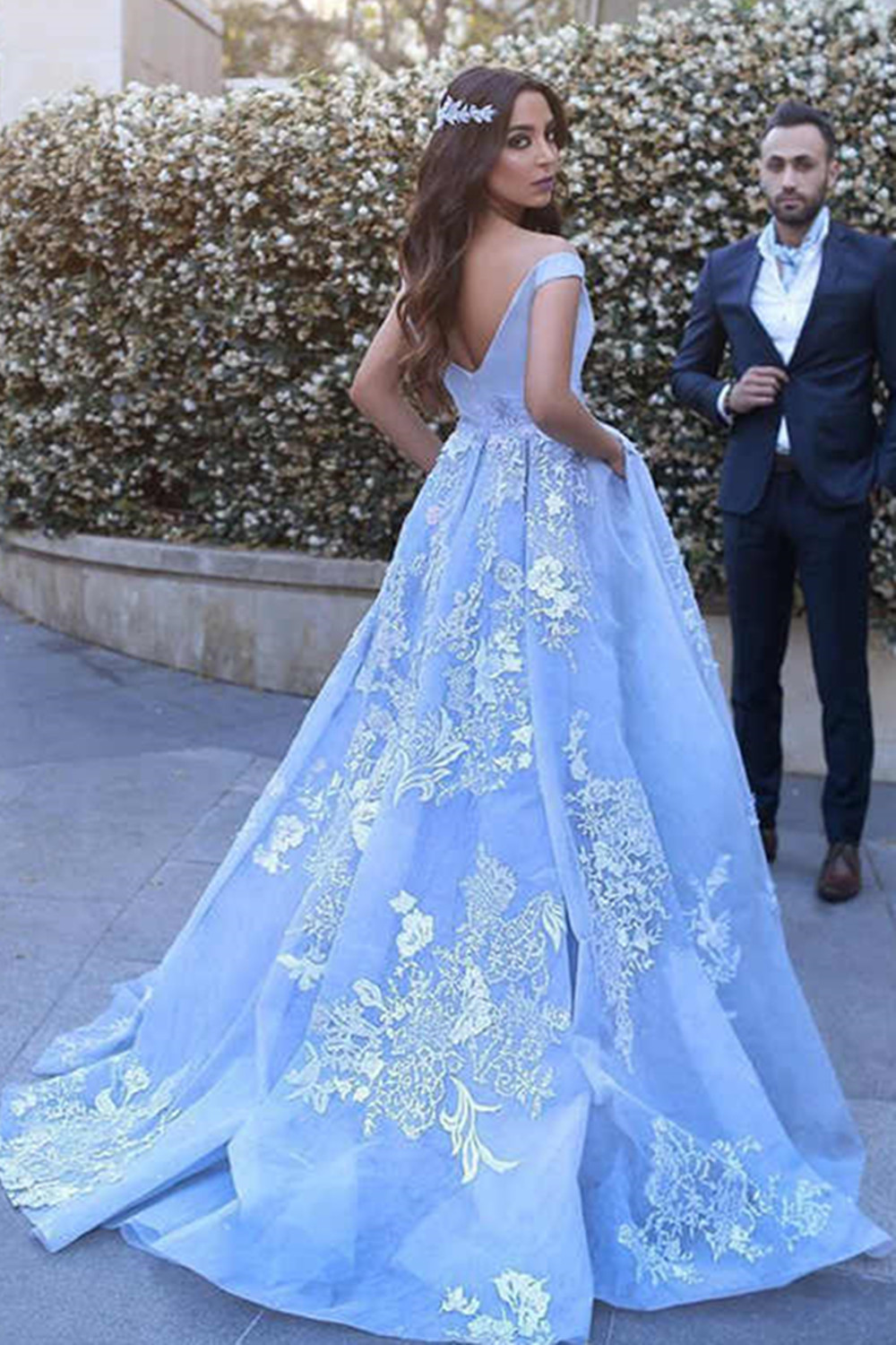Off-the-shoulder Sexy Lace Floor-Length Evening Dress UK PT0375
