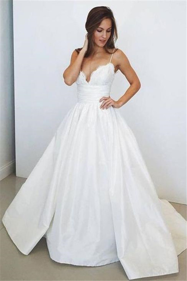 Sheer Lace Appliques Spaghetti-Strap Prom Dress UKes UK Simple Sleeveless Evening Dress UKes UK