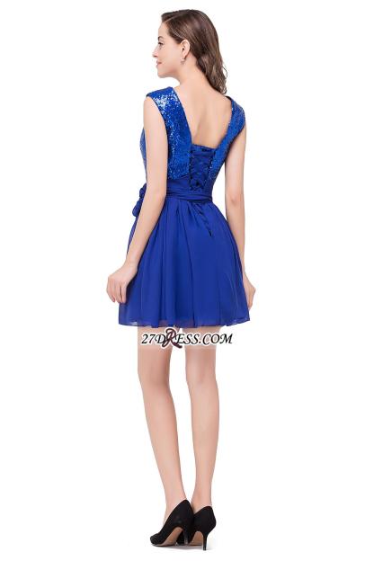Chiffon Sexy Short Sequins Sleeveless Homecoming Dress UK BA3752