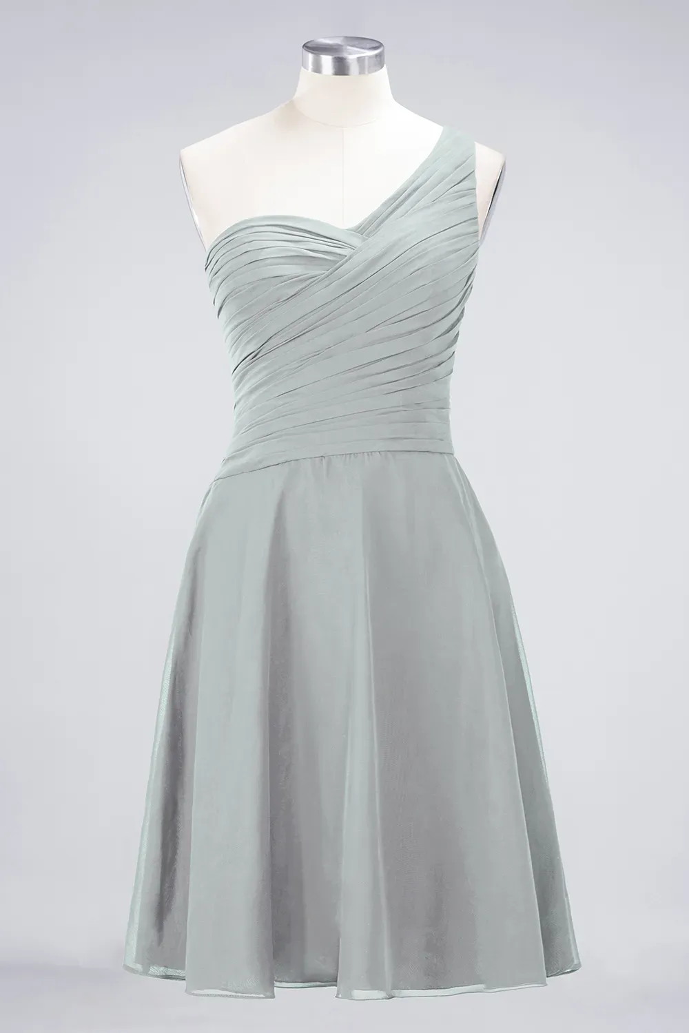 Sexy A-line Flowy One-Shoulder Sweetheart Sleeveless Short length Bridesmaid Dress UK UK with Ruffles
