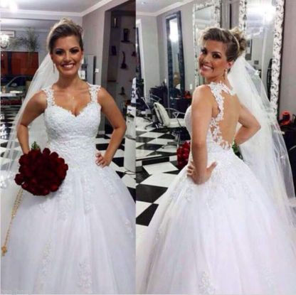 Elegant Sweetheart Sleeveless Tulle Wedding Dress With Lace Appliques-27Dress.co.uk