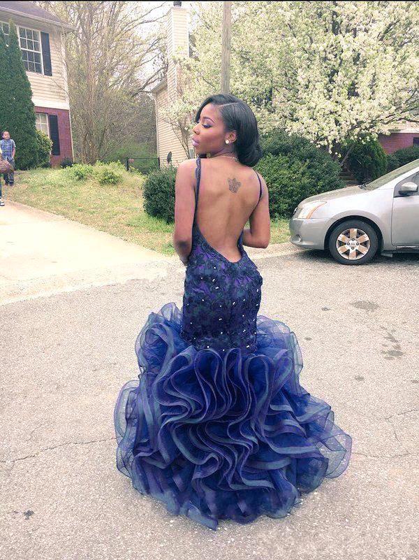 Sparkly Sleeveless Mermaid Prom Dress UK Organza Lace Appliques Sleeveless BK0