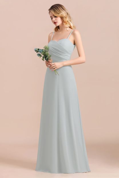 Chic Spaghetti Straps Sweetheart Silver Bridesmaid Dresses