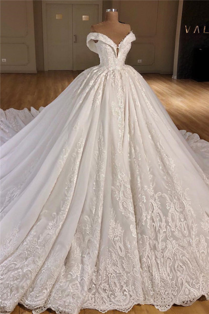 Applique Off-the-Shoulder Ball Gown Wedding Dresses UK