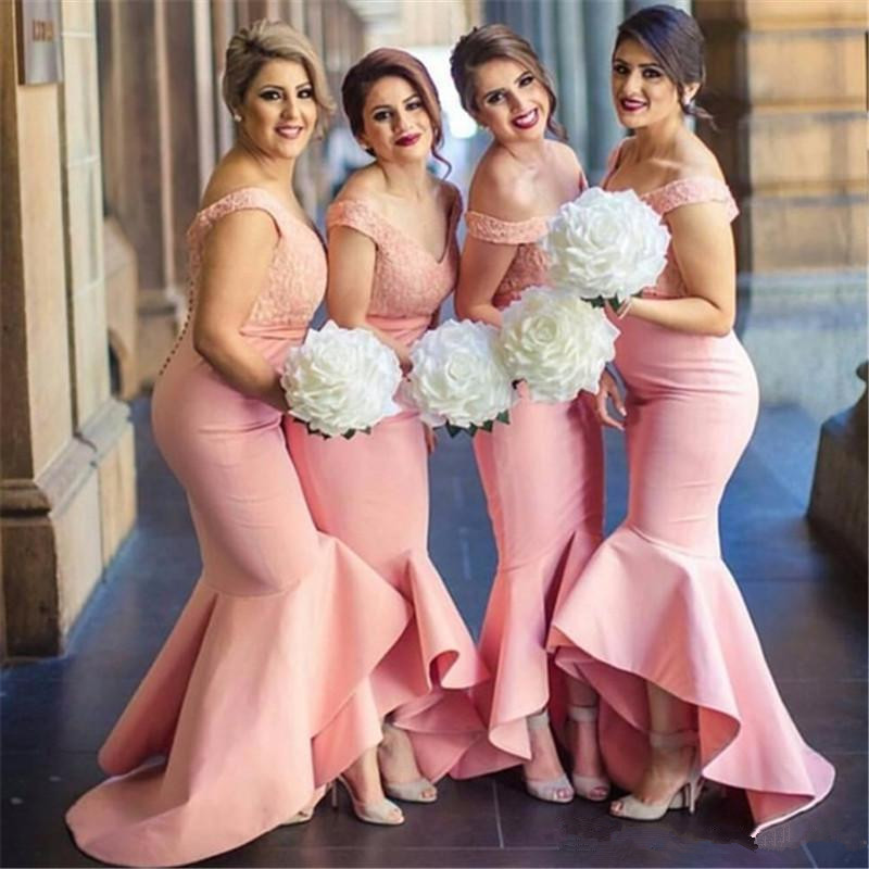 Sexy Off-the-shoulder Mermaid Bridesmaid Dress UK Lace Ruffles