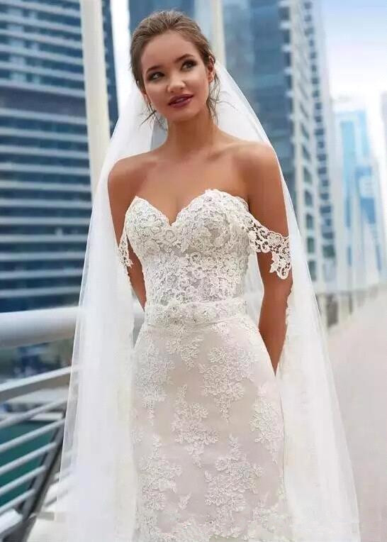 Elegant Off-the-Shoulder Wedding Dress Sweetheart With Lace Sexy Mermaid Bridal Gowns