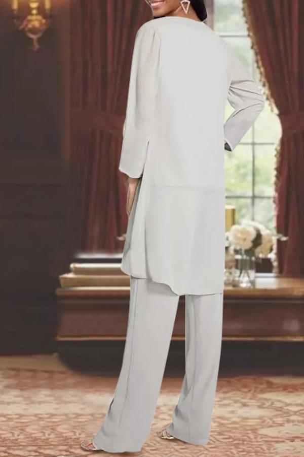Elegant Chiffon Mother of the Bride Pant Suit Wedding Formal Outfit