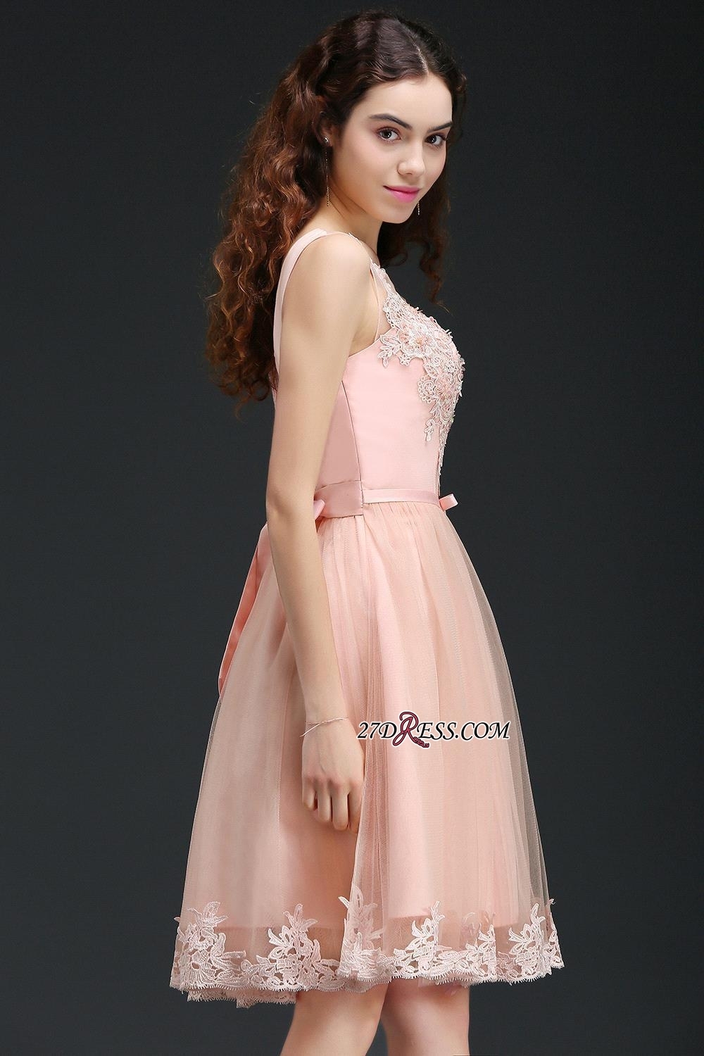 Sleeveless Sexy Short Tulle Lace Bowknot Homecoming Dress UK