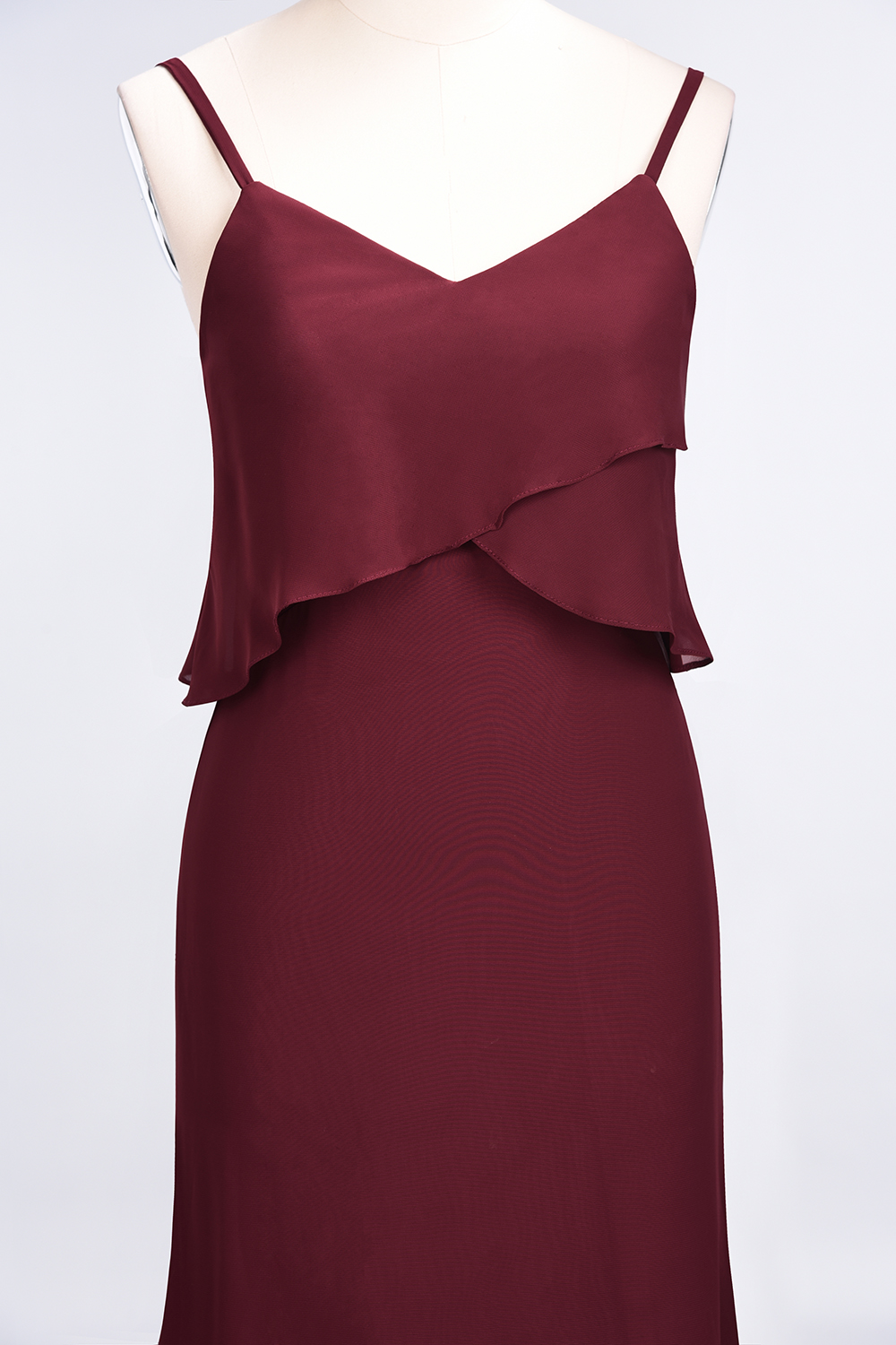 A-Line Chiffon Spaghetti-Straps V-Neck Sleeveless Long Bridesmaid Dress UK-27Dress.co.uk