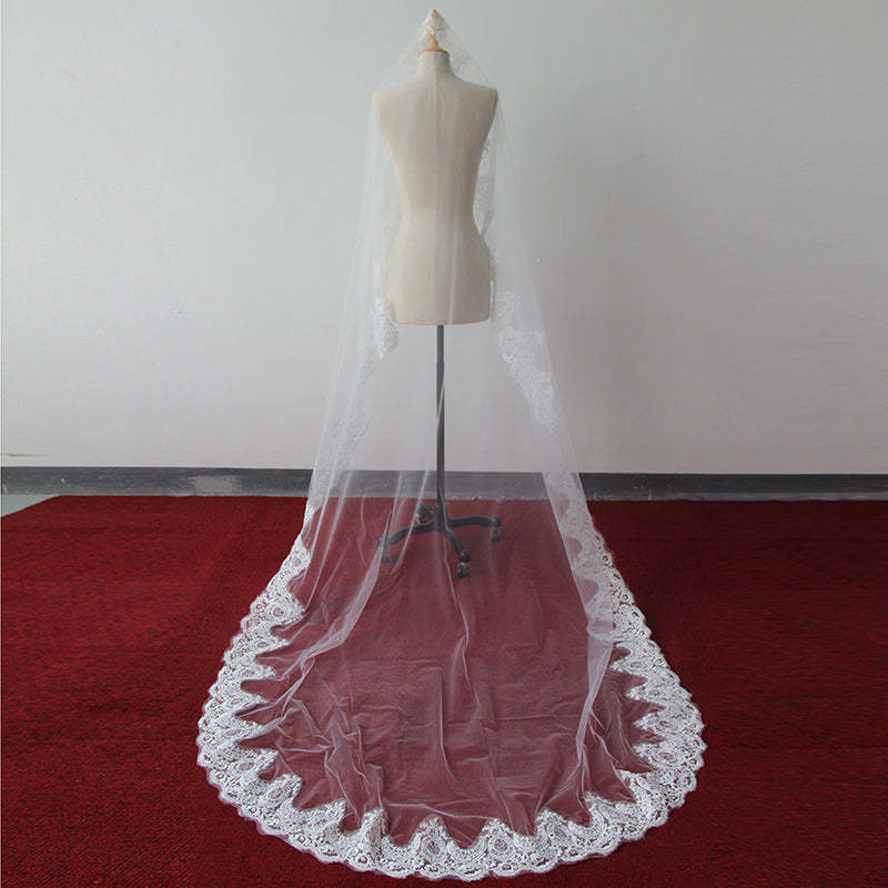 Beautiful Lace Applique Tulle Edge Wedding Veils