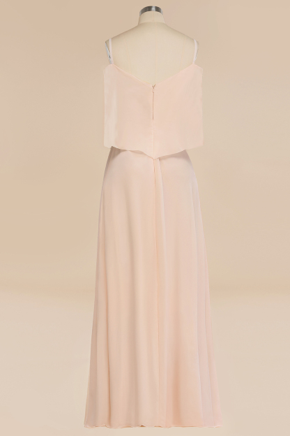 Elegant Champagne Off the Shoulder Chiffon Bridesmaid Dress Side Slit Wedding Guest Dress