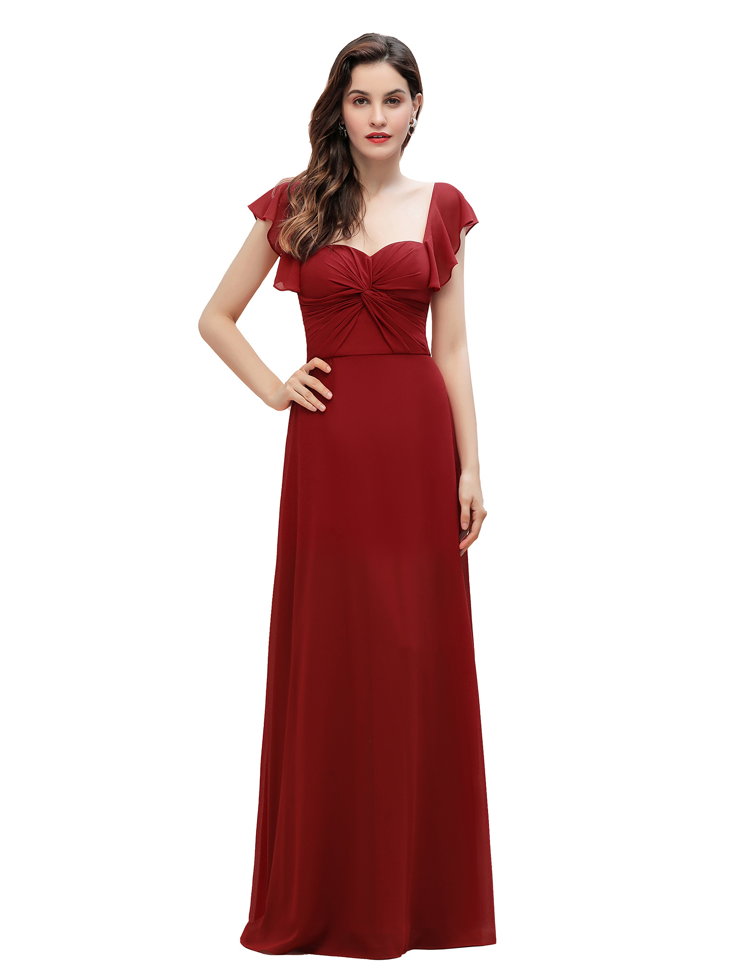 Elegant Bridesmaid Dress Sleeveless Chiffon Long Wedding Party Dress