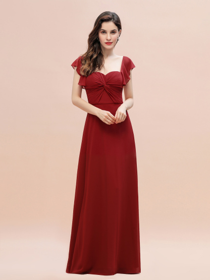 Elegant Bridesmaid Dress Sleeveless Chiffon Long Wedding Party Dress