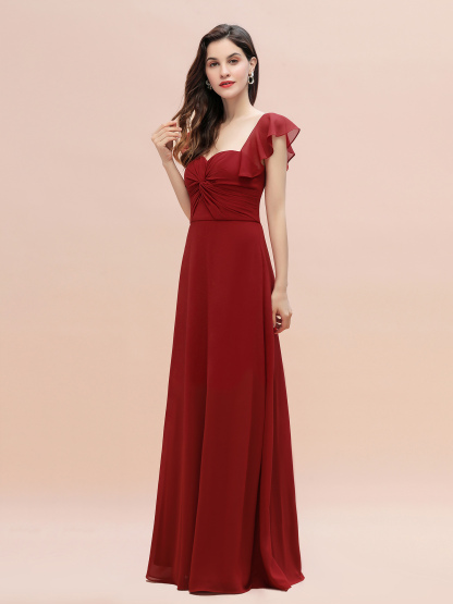 Elegant Bridesmaid Dress Sleeveless Chiffon Long Wedding Party Dress