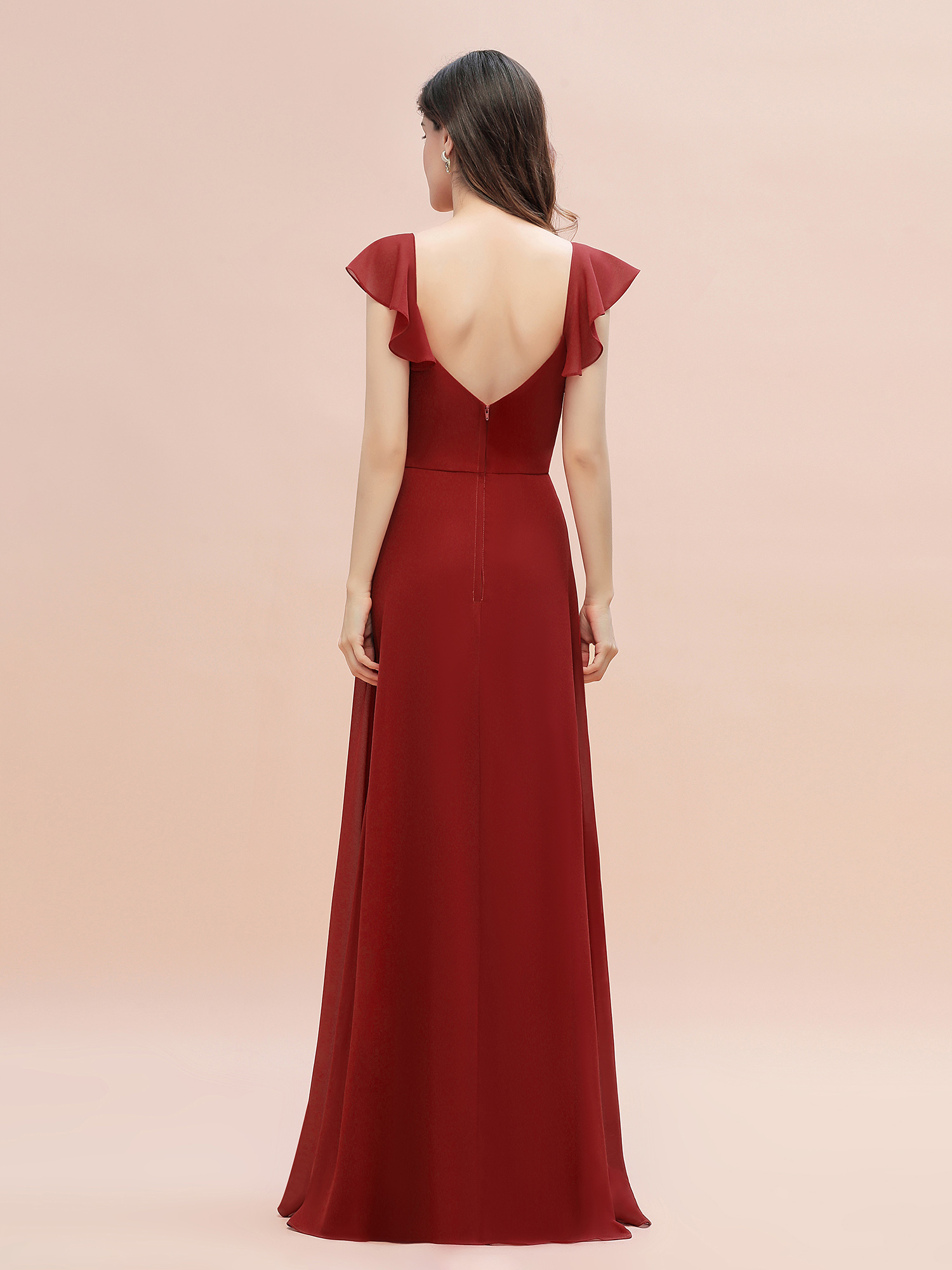 Elegant Bridesmaid Dress Sleeveless Chiffon Long Wedding Party Dress