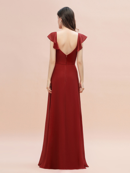 Elegant Bridesmaid Dress Sleeveless Chiffon Long Wedding Party Dress