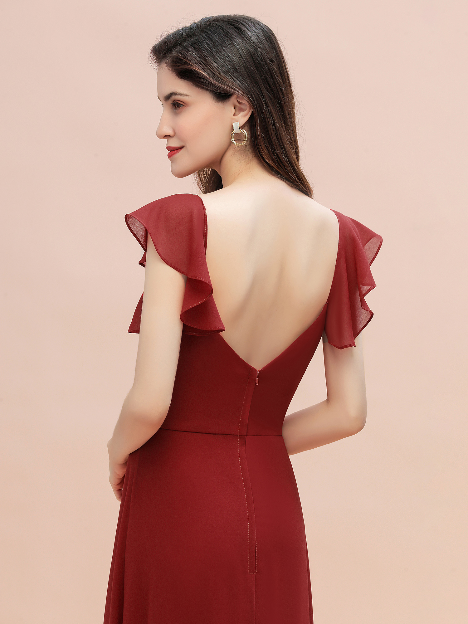 Elegant Bridesmaid Dress Sleeveless Chiffon Long Wedding Party Dress