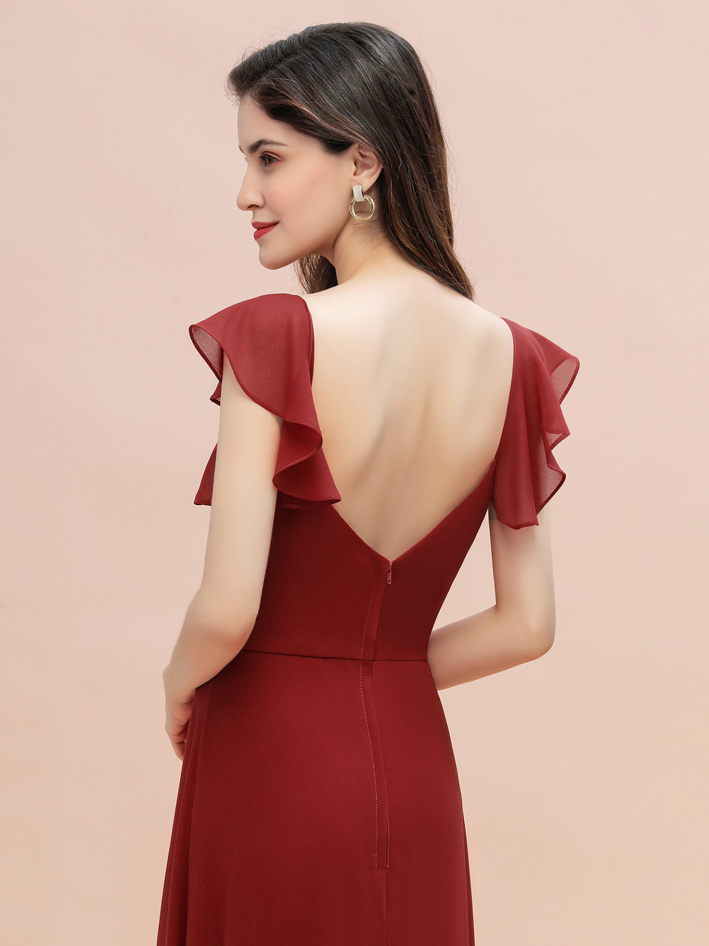 Elegant Bridesmaid Dress Sleeveless Chiffon Long Wedding Party Dress