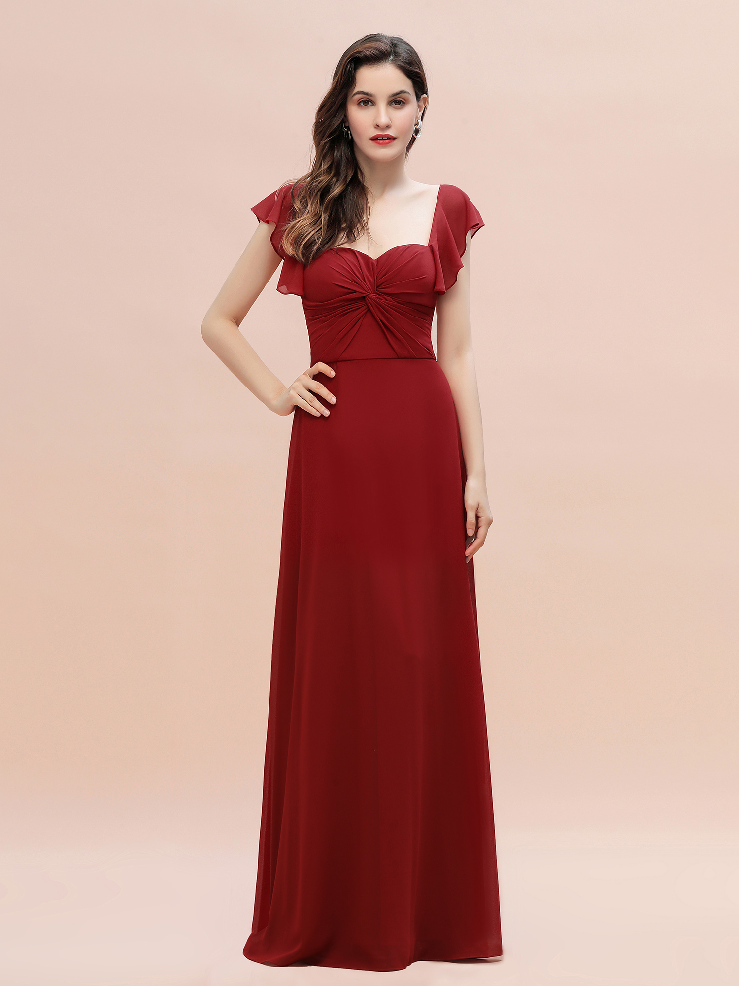 Elegant Bridesmaid Dress Sleeveless Chiffon Long Wedding Party Dress