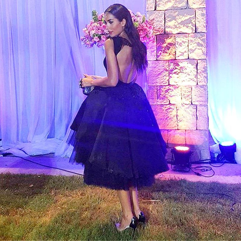 Elegant Lace Scoop Black Sleeveless Tulle Short Prom Dress UK-27Dress.co.uk