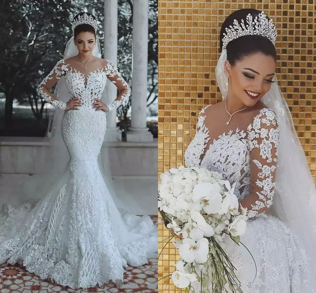 Elegant Long Sleeve Lace Wedding Dress | Sexy Mermaid Bridal Gowns On Sale-27Dress.co.uk