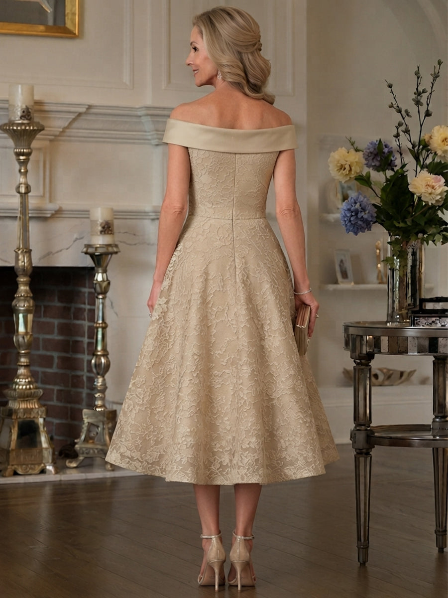 Asymmetric Neck Appliques Satin A-Line Mother of the Bride Dress with Bow