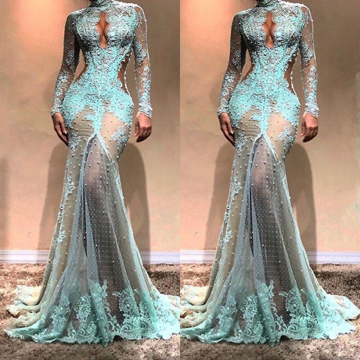 Luxury Long Sleeve Mermaid Evening Dress UK | Lace Formal Dress UK-27Dress.co.uk