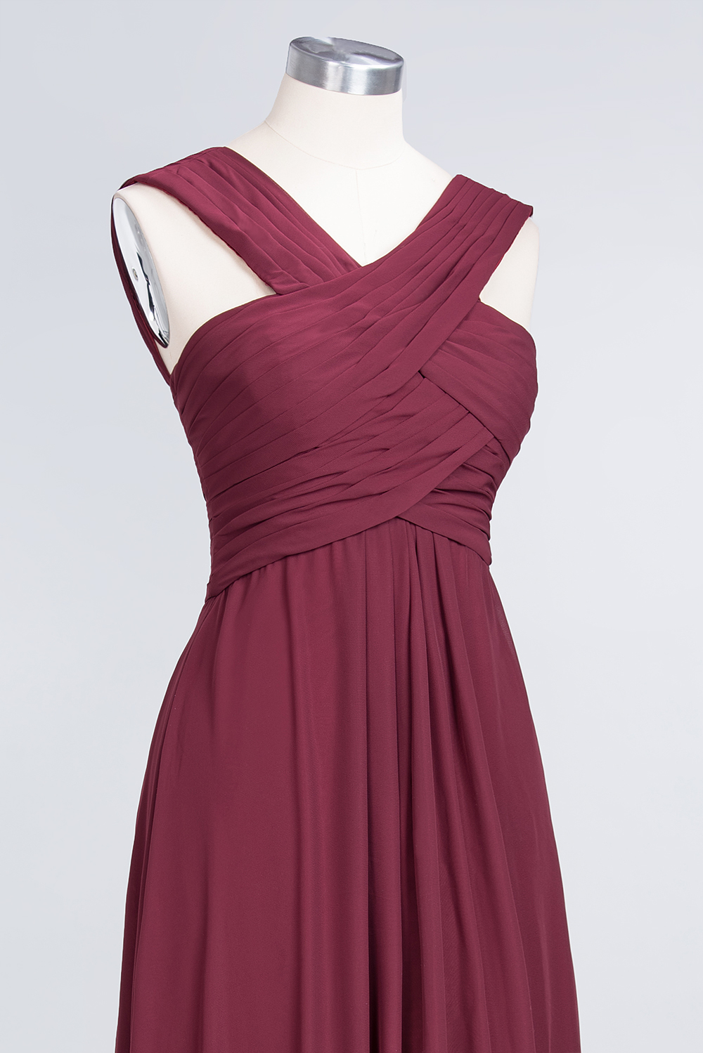 Sexy A-line Flowy Alluring V-neck Straps Sleeveless Floor-Length Bridesmaid Dress UK UK with Ruffles-27Dress.co.uk