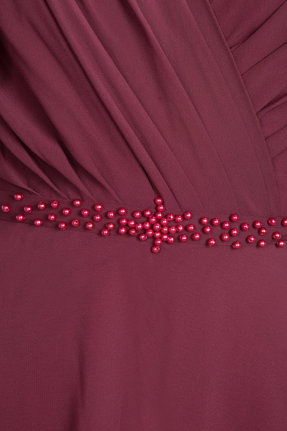 Sexy A-line Flowy Alluring V-neck Straps Sleeveless Ruffles Floor-Length Bridesmaid Dress UK with Pearls-27Dress.co.uk