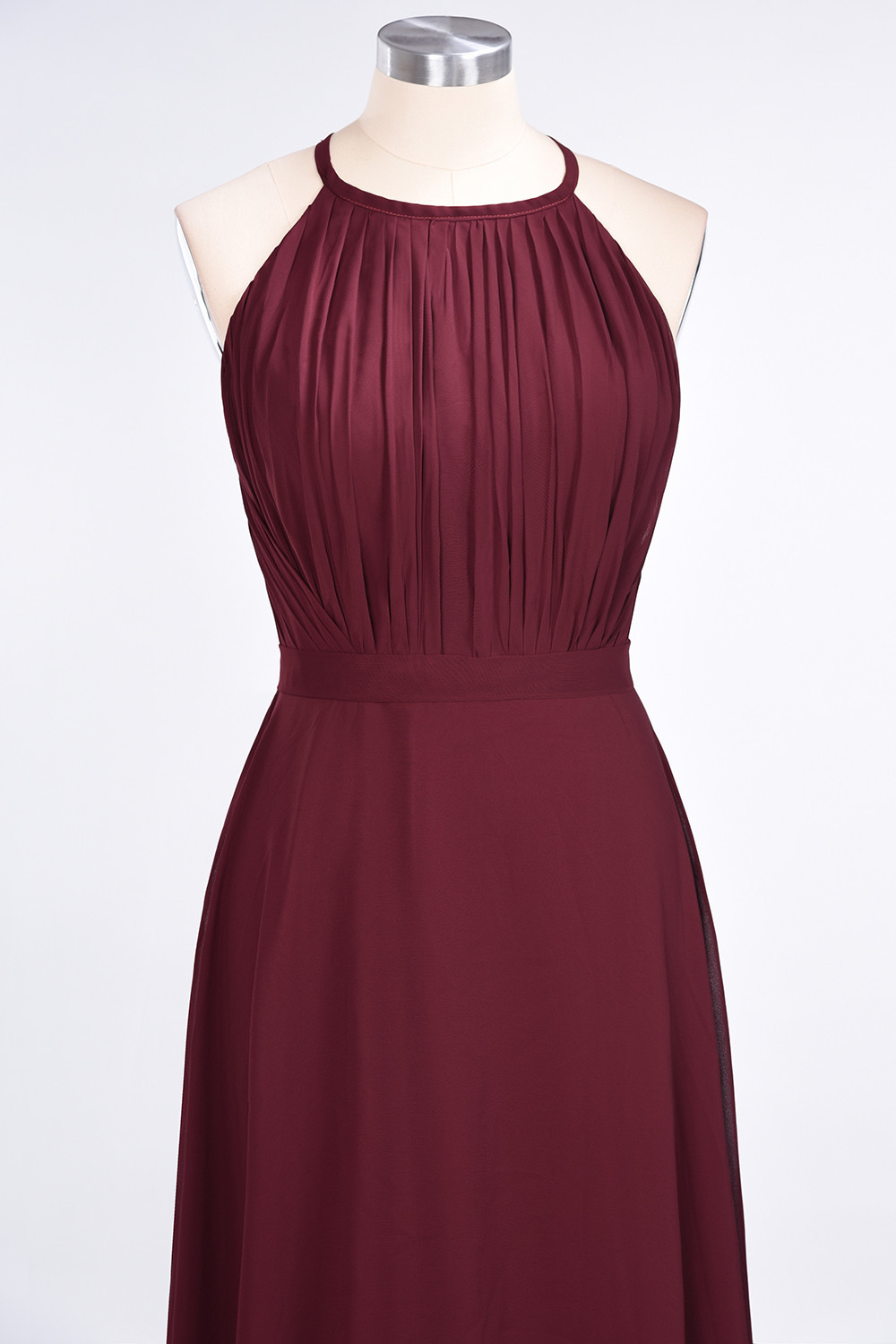 Sexy A-line Flowy Jewel Sleeveless Floor-Length Bridesmaid Dress UK UK with Ruffles-27Dress.co.uk