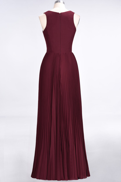 Sexy A-line Satin Flowy Alluring V-neck Sleeveless Floor-Length Bridesmaid Dress UK with Ruffles