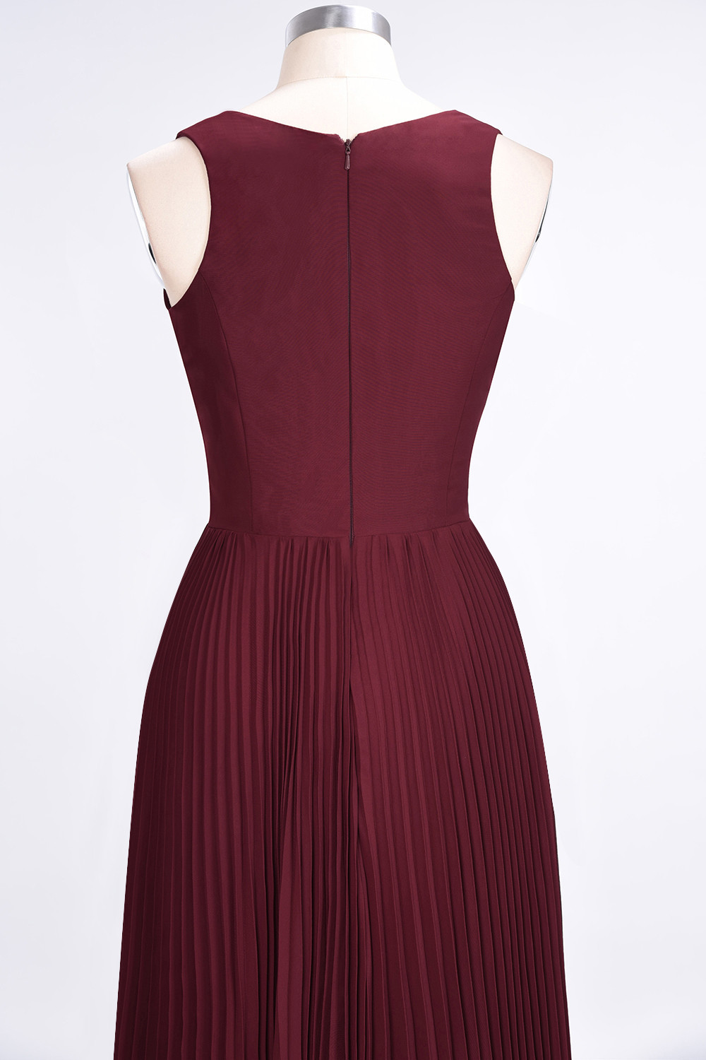 Sexy A-line Satin Flowy Alluring V-neck Sleeveless Floor-Length Bridesmaid Dress UK with Ruffles
